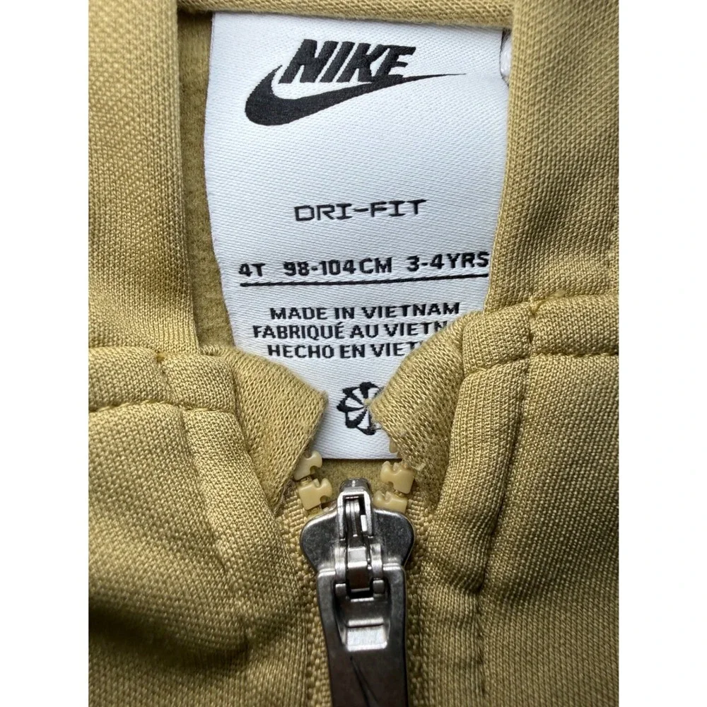 Nike Tracksuit Set Boys 4T Khaki Dri-FIT Zip Hoodie and Joggers - Picture 2 of 7